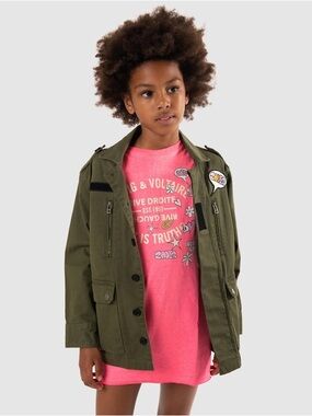 🚩 Zadig & Voltaire Army Green Kid Girl Mill Coat with Patch Size 6X